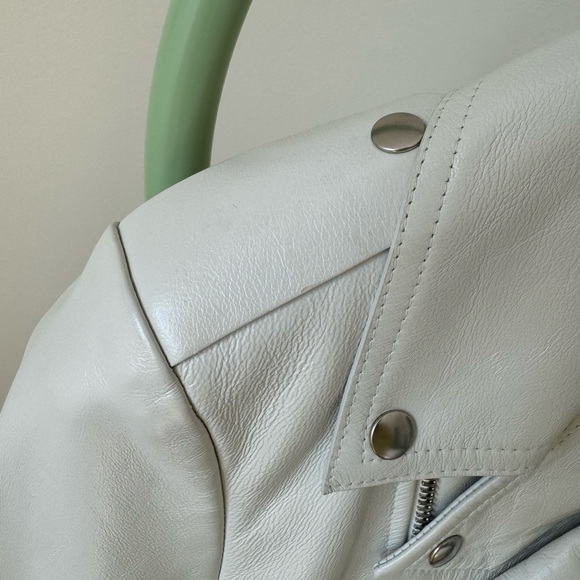 Joseph Biker Calf Leather Jacket, White, Size 34 - Picture 12 of 16